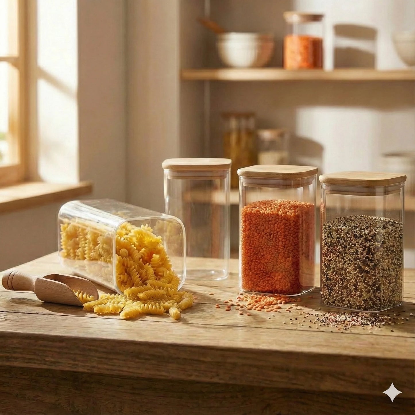 Limon Square Canister With Wooden Lid 1/9 Liter