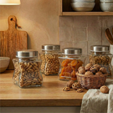 Glass jar with stainless steel lid