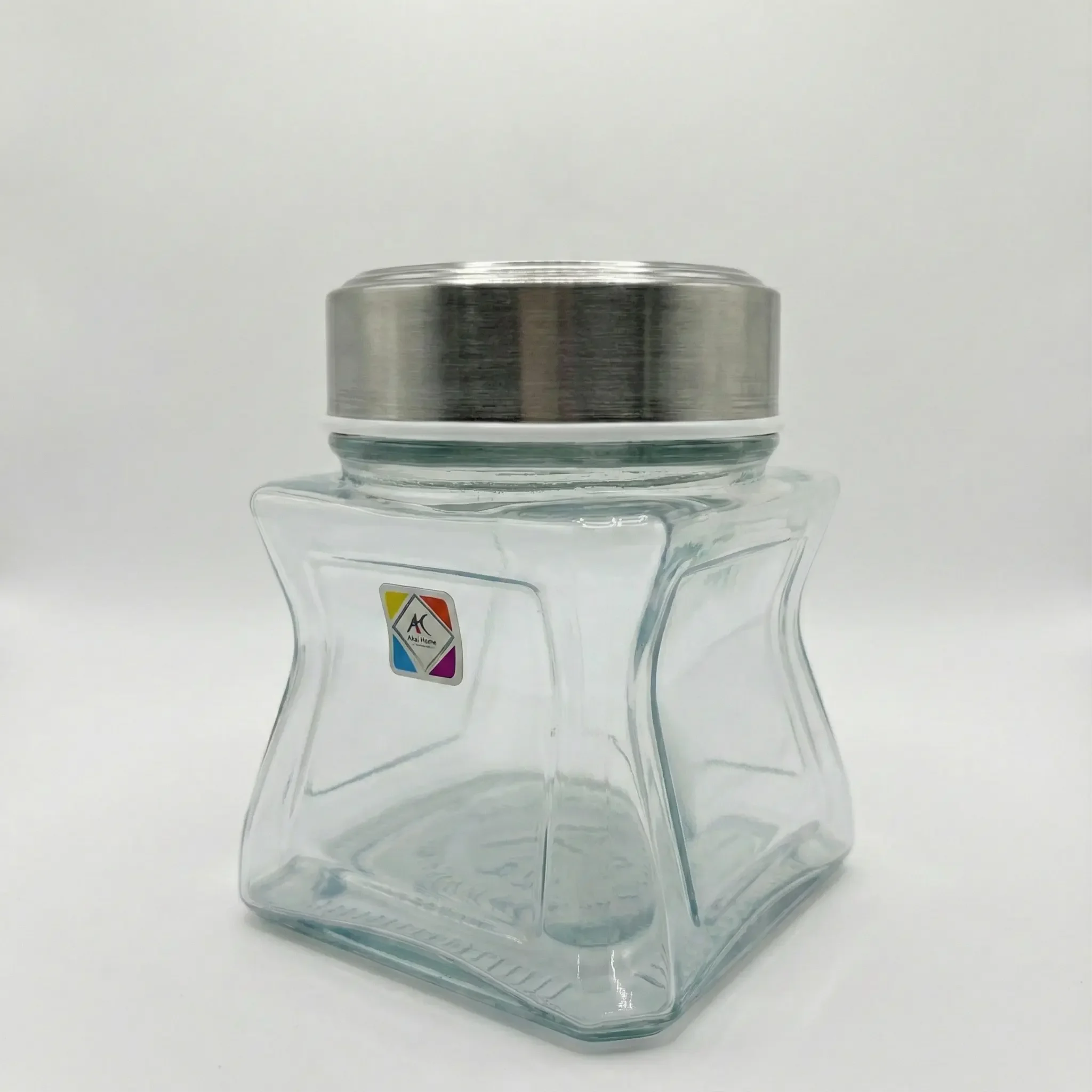 Glass jar with stainless steel lid