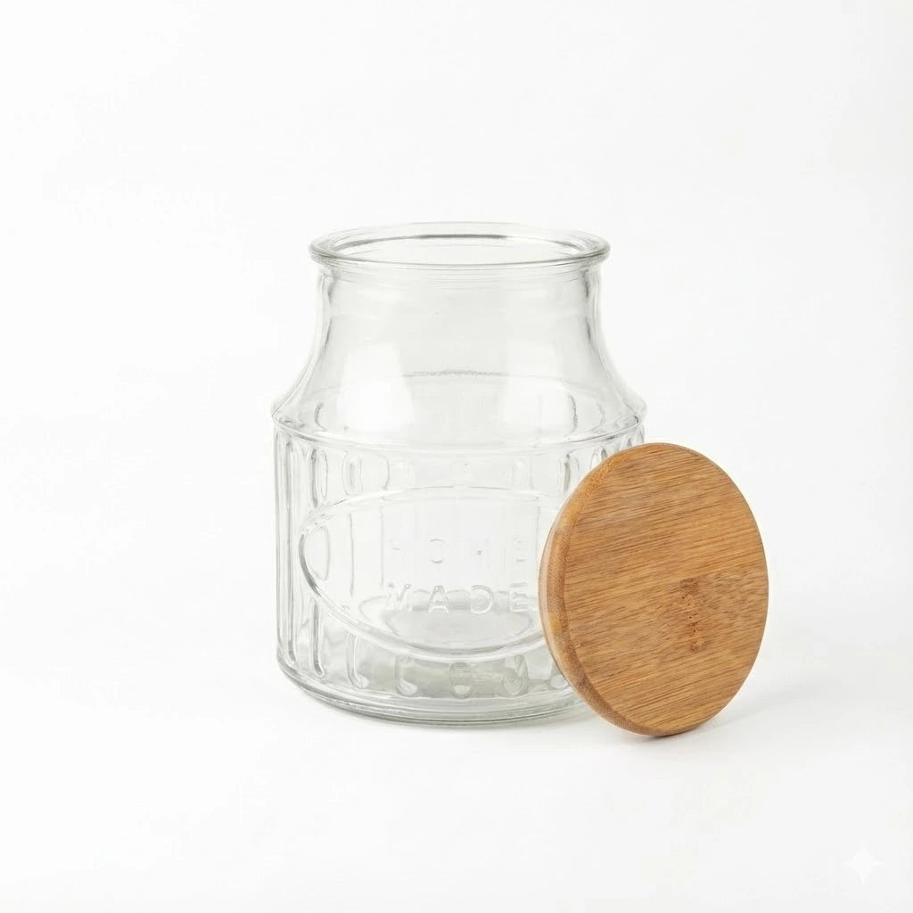 GLASS JAR WITH WOODEN LID 800 ml