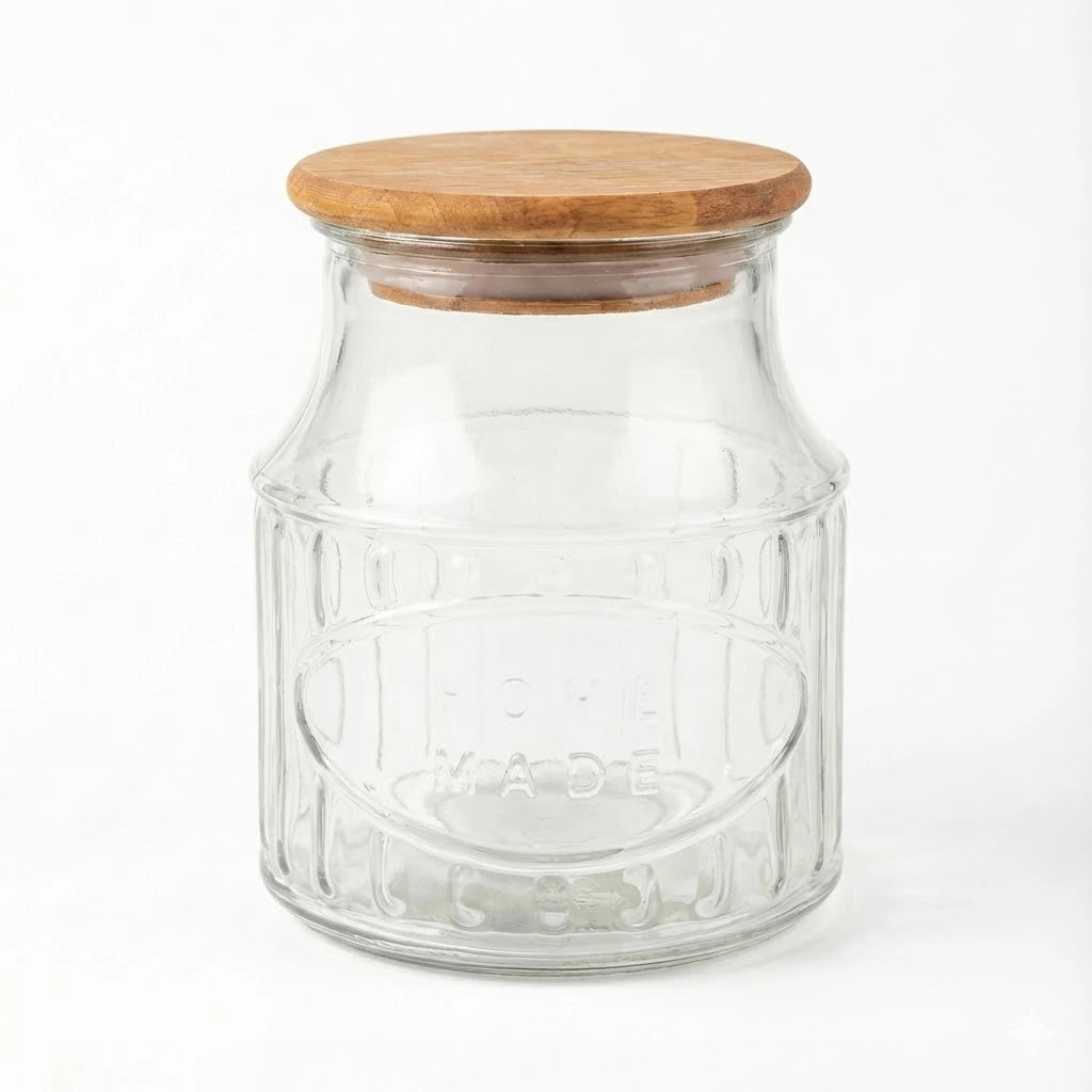 GLASS JAR WITH WOODEN LID 800 ml